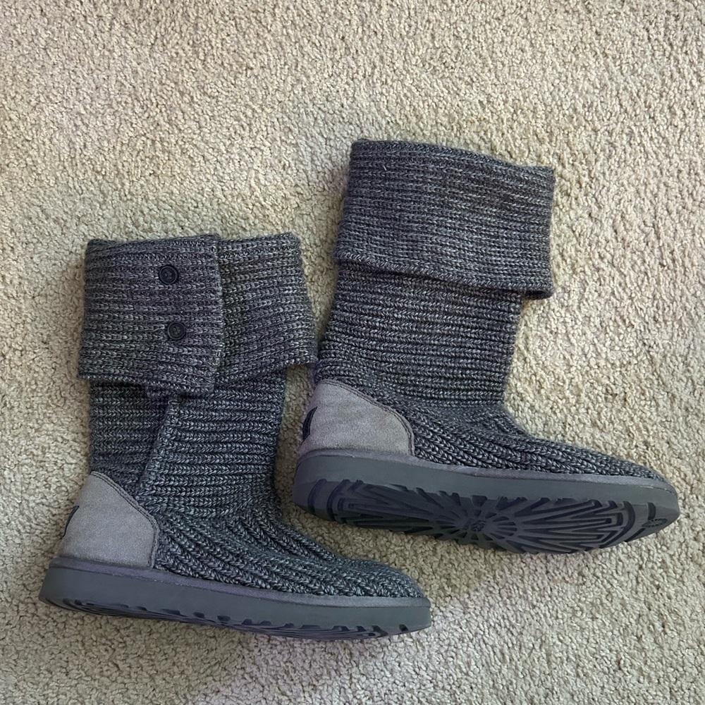 Ugg Gray Knit Fold-Over Boots